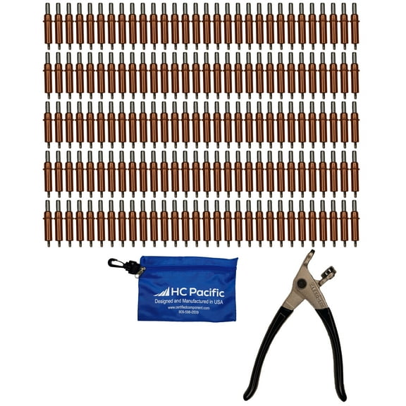 50-Pack C3/32 Cleco Fasteners – Made In USA – Includes 10 Side Clamps, Pliers, & Pouch – Spring-Loaded Sheet Metal Holding Tools