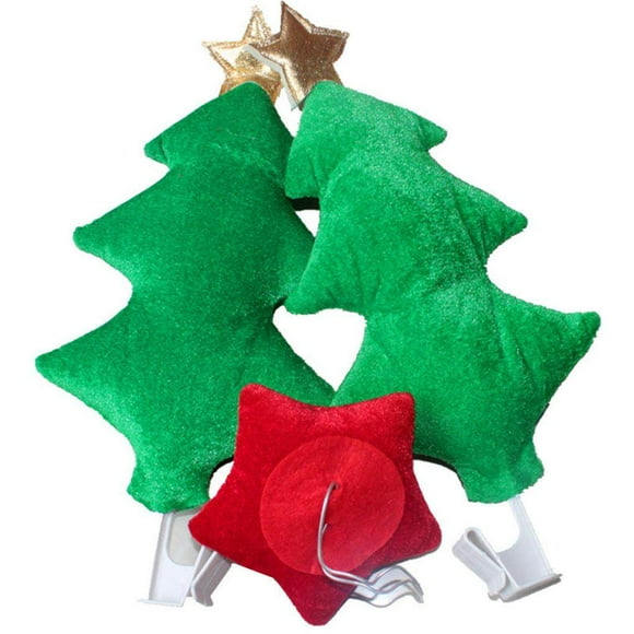 thinsony Christmas Antlers Red Nose Set for Car Ornament Vehicle Nose Horn Costume Set Christmas Antlers with Plush Reindeer Nose Ornaments