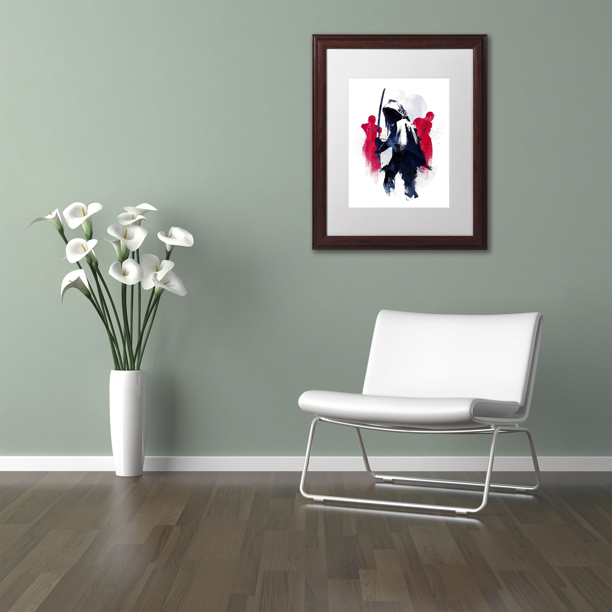 Trademark Fine Art 'Michonne' Canvas Art by Robert Farkas, White Matte, Wood Frame