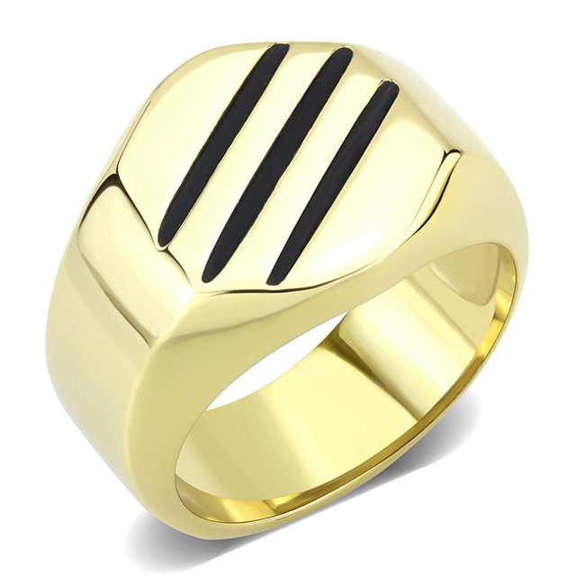 Bague Homme en Acier Inoxydable IP Gold Sans Stone en Aucun Stone - Taille 9