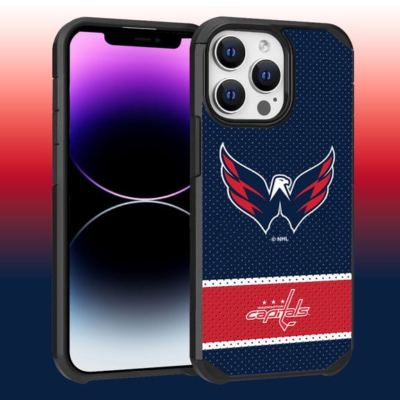 Apple iPhone 14 Pro Max (6.7) - NHL Licensed Washington Capitals Team Logo on Jersey Textured Dual Layer Case