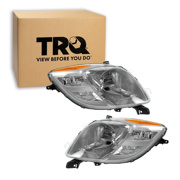 TRQ 2 Piece Headlight Assembly Set Driver & Passenger Side Fits 2007-2008 Toyota Yaris Hatchback TO2502170 TO2503170