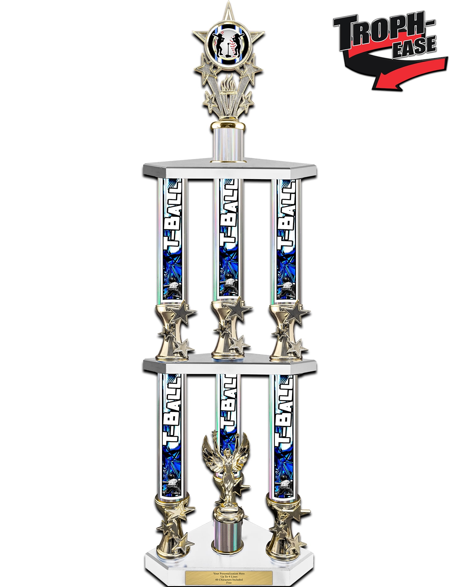 Trophy Deals 32" Action Matrix TBall Silver Flute 2 Tier 3 Column
