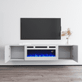 thumbnail image 2 of London WH-EF Fireplace TV Stand for TVs up to 70", Modern High Gloss 63" Entertainment Center, Electric Fireplace TV Media Console with Storage Cabinets, 2 of 8