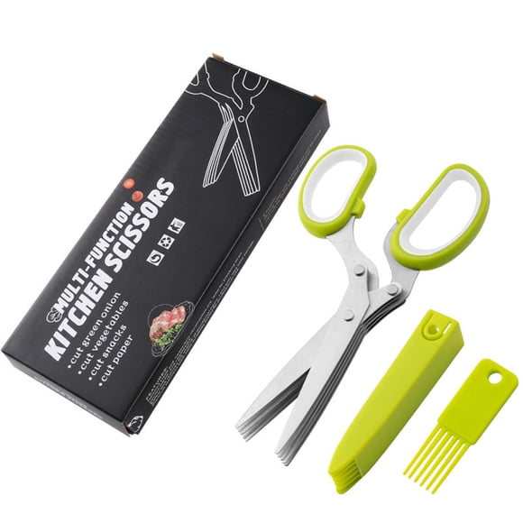 Fridja Sales Kitchen Chopped Green Scissors Multi-purpose Stainless Steel Five-layer Scissors Children's Supplementary Food Scissors Herb Vegetable Scissors Kitchen Decor