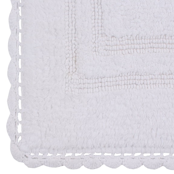 Home Weavers Inc Home Weavers Casual Elegence Bathmat Absorbent Cotton Machine Washable, Reversible Bath Rug White 21"x54"