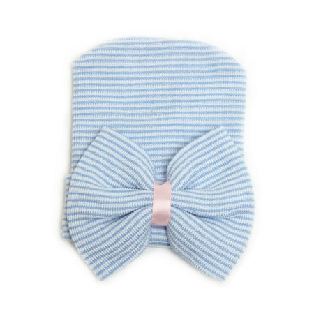 

Fullvigor Baby Infant Striped Cap Warm Hat Soft Comfy Bowknot Hospital Cap