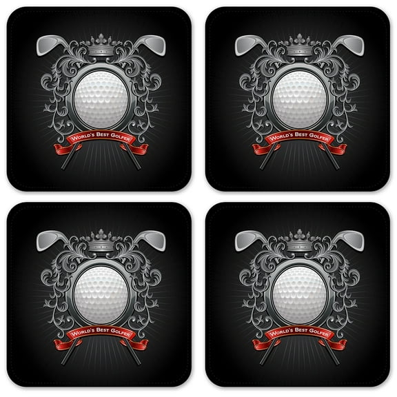 Vinyl Drink Coasters - Set of 4 - Best Golfer