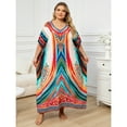 thumbnail image 2 of Sunforyou Women Print Kaftan Dresses Plus Size Swimsuit Coverup Summer House Dress Caftan Loungewear, 2 of 6