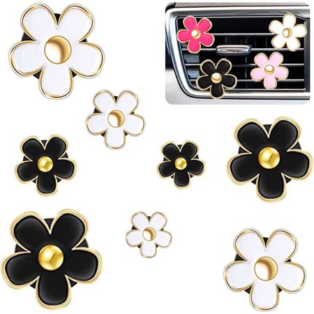 8Pcs Daisy Vent Clips, Cute Flower Car Air Fresheners Vents Clips Daisy Car Decoration for Women Interior Decor (B)