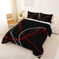 thumbnail image 2 of Homewish Red White Lines Queen Comforter Set,Abstract Modern Comforter Sets Queen,Black Red,Black Reversible,3 Pieces,1 Comforter and 2 Pillowcases, 2 of 7