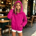 thumbnail image 6 of SHTXOZHI Warm Hooded Sweatshirt for Kids Girls Long Sleeve Solid Color Pullover Casual Outdoor Winter Tops with Pocket, 6 of 8