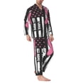 thumbnail image 2 of Picia Ribbon Breast Cancer Awareness Pattern Men’s Long-Sleeve Sleepwear Set - Soft 2-Piece Loungewear with Pockets, Comfy PJs for Relaxing Nights-Large, 2 of 7