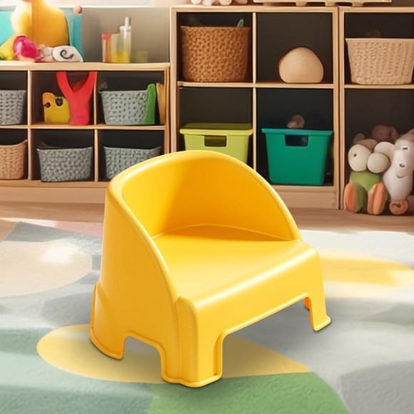 Taburete pequeño, taburete para niños con respaldo, taburete estable y multifuncional para cambiar zapatos para sala de estar, sala de juegos y Amarillo