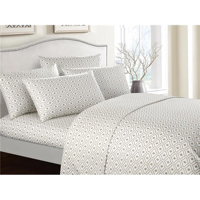 Chic Home BSS11930-US Twin Size Geometric Pattern Hinda Sheet Set, Beige - 4 Piece
