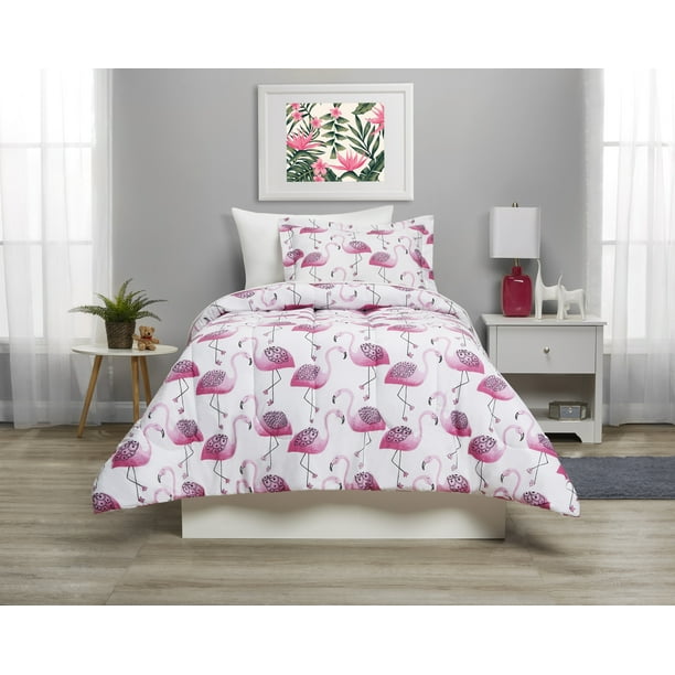 Mainstays Fiona Flamingo Comforter Sett Walmart Com Walmart Com