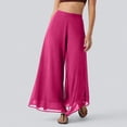 thumbnail image 4 of Women Flowy Chiffon Wide Leg Split Palazzo Pants High Waist Sheer Layered Trousers Lightweight Ankle Pants Hot Pink XL, 4 of 6