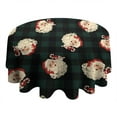 thumbnail image 4 of Green and Black Christmas Plaid Santa Pattern Round Tablecloth 60"x60",Wrinkle Wipeable Table Cloth for Kitchen Dining Room Picnic Patio Party, 4 of 6