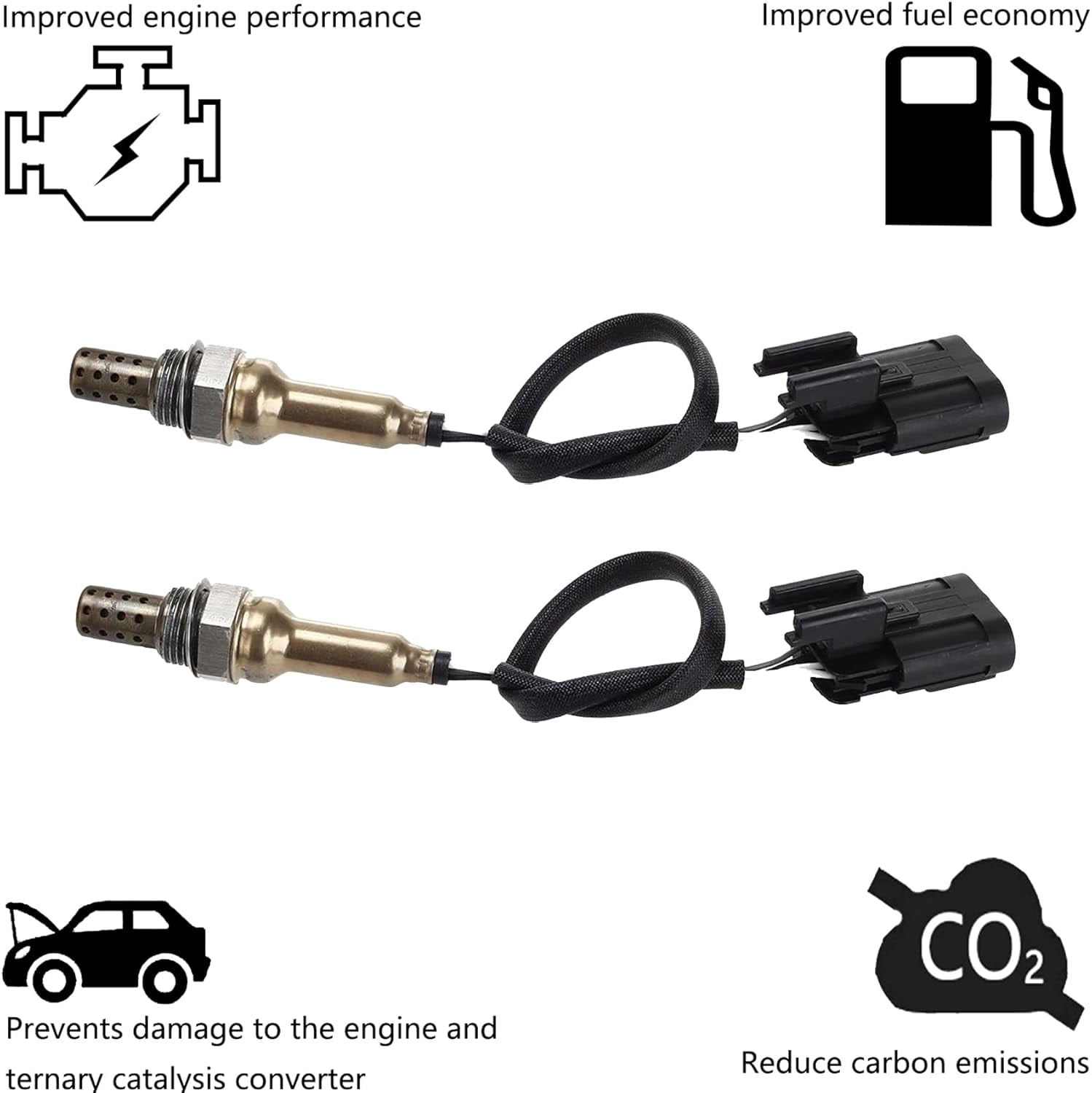 1 Pair Upstream and Downstream O2 Sensors Replacement for Hyundai Azera, Entourage, Genesis Coupe, Santa Fe, Sonata,Veracruz,Replaces#234-4854 15337 75-3897 ES20357 SG1655,Set of 2pcs