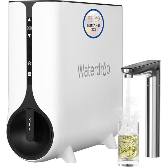 Waterdrop Reverse Osmosis Instant Hot Water Dispenser System, Under Sink, TDS Reduction, Smart LED Faucet, Tankless, 2:1 Pure to Drain, 600 GPD, Hot and Cold Water Dispenser Faucet
