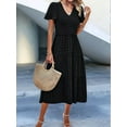 thumbnail image 4 of Women'S Casual Short Sleeve V Neck Maxi Hem Bohemian Resort Dress Black S, 4 of 9
