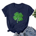 thumbnail image 2 of Besolor T-Shirts de la Saint-Patrick pour Femmes Col Rond Manches Courtes Basiques T-Shirts Graphiques Shamrock Hauts de Festival, 2 of 3