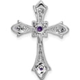thumbnail image 4 of 14K White Gold Amethyst And Diamond Fleur De Lis Cross Chain Slide (Width 18.5) (Length 25.2) - Jbsp, 4 of 5