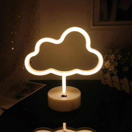 

Warm White Cloud Lamp Neon Sign Cloud Neon Night Lamps Kids Night Light Neon Light Signs Battery Lights Cloud Light up Bedside Decor Light for Kids Room Bedroom Christmas Party