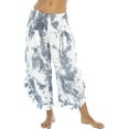 thumbnail image 1 of Snoarin Summer Plus Size Pull On Capris for Women Casual Pants With Eastic Waist, Solid Color Splashed Ink Print, Tie Dyed Ink, Seven Point Loose Wide Leg Pants Trousers for Women on Clearance, 1 of 4