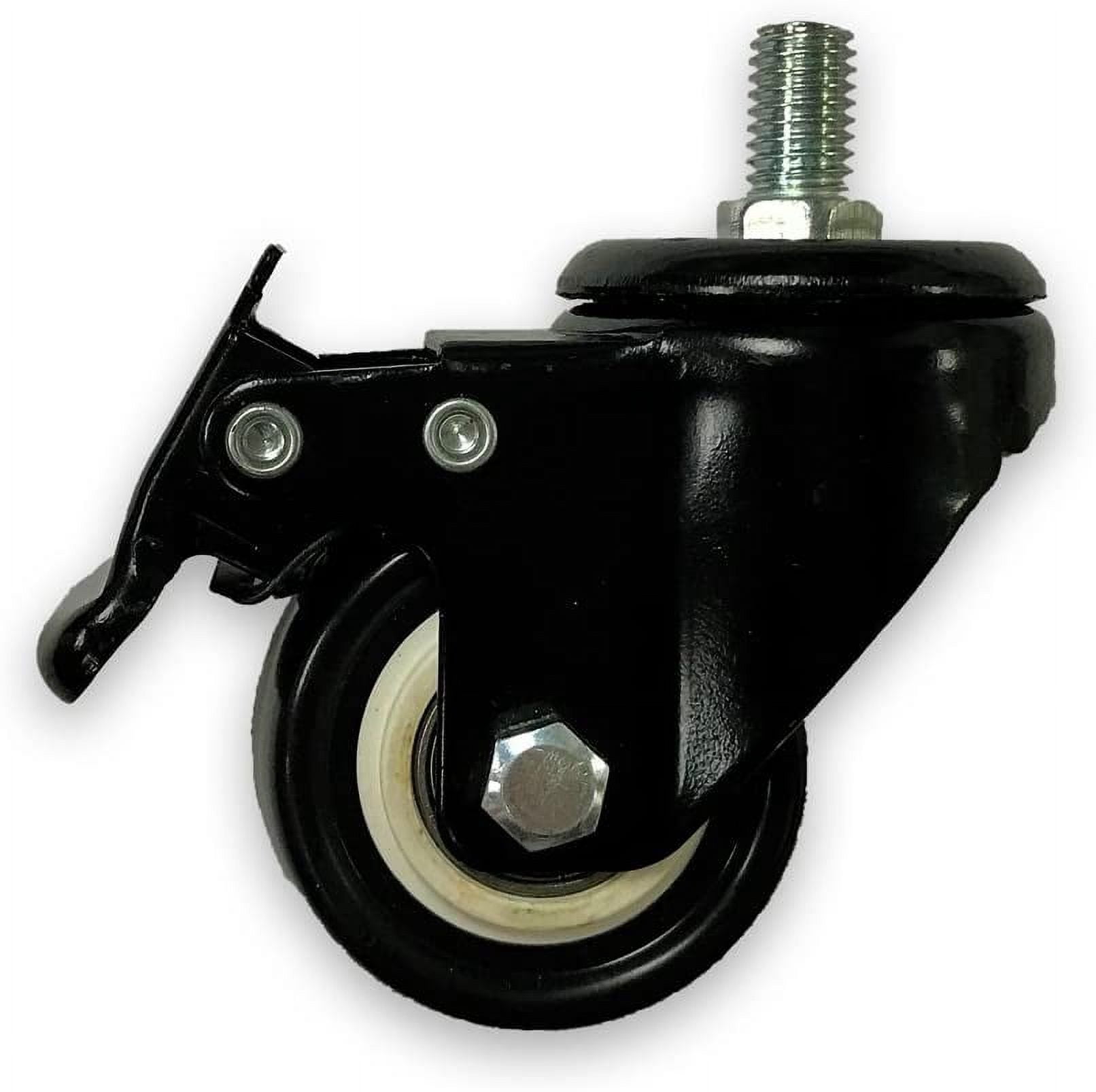 ApexDesk 2-Inch Heavy Duty Rubber Caster Wheels with Swiveling Threaded Stem and Stationary Locks, 440 lbs. Total Load Capacity, and Compatible with Standing Desks & More (Pack of 4)
