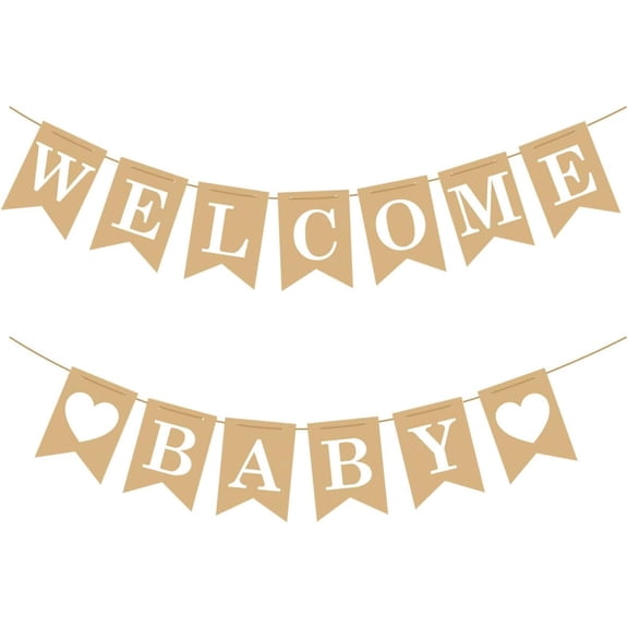 Welcome Baby Banner – Rustic Baby Shower Decorations, Gender Neutral Baby Shower Decor, Pre-Strung Shower Sign, Baby Boy Banner for Party Wall Backdrop