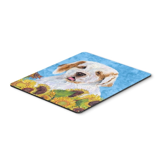 "Clumber Spaniel in Summer Flowers Mouse Pad Hot Pad or Trivet"