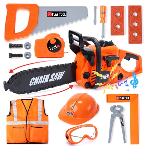 Skirtoy Toy Chainsaw for Kids, Pretend Play Series Kids Tool Set, Outdoor Electronic Chainsaw Toy Tools Set, Preschool Toddler Tool Set, Thanksgiving Birthday Family Day