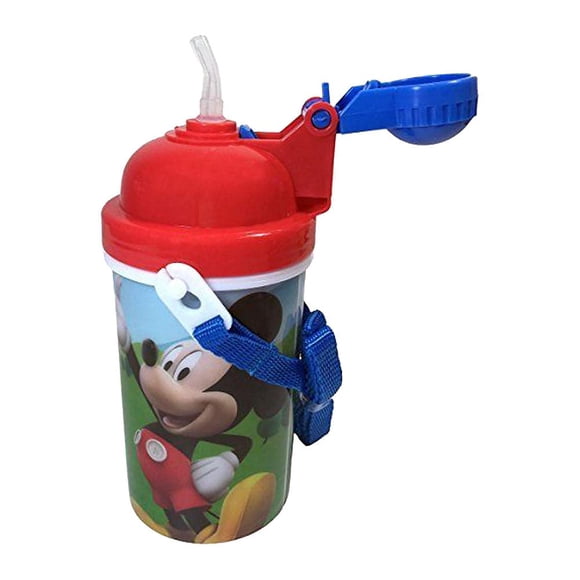 Botella de agua MM con tapa desplegable Mickey Mouse, 350 ml, con correa