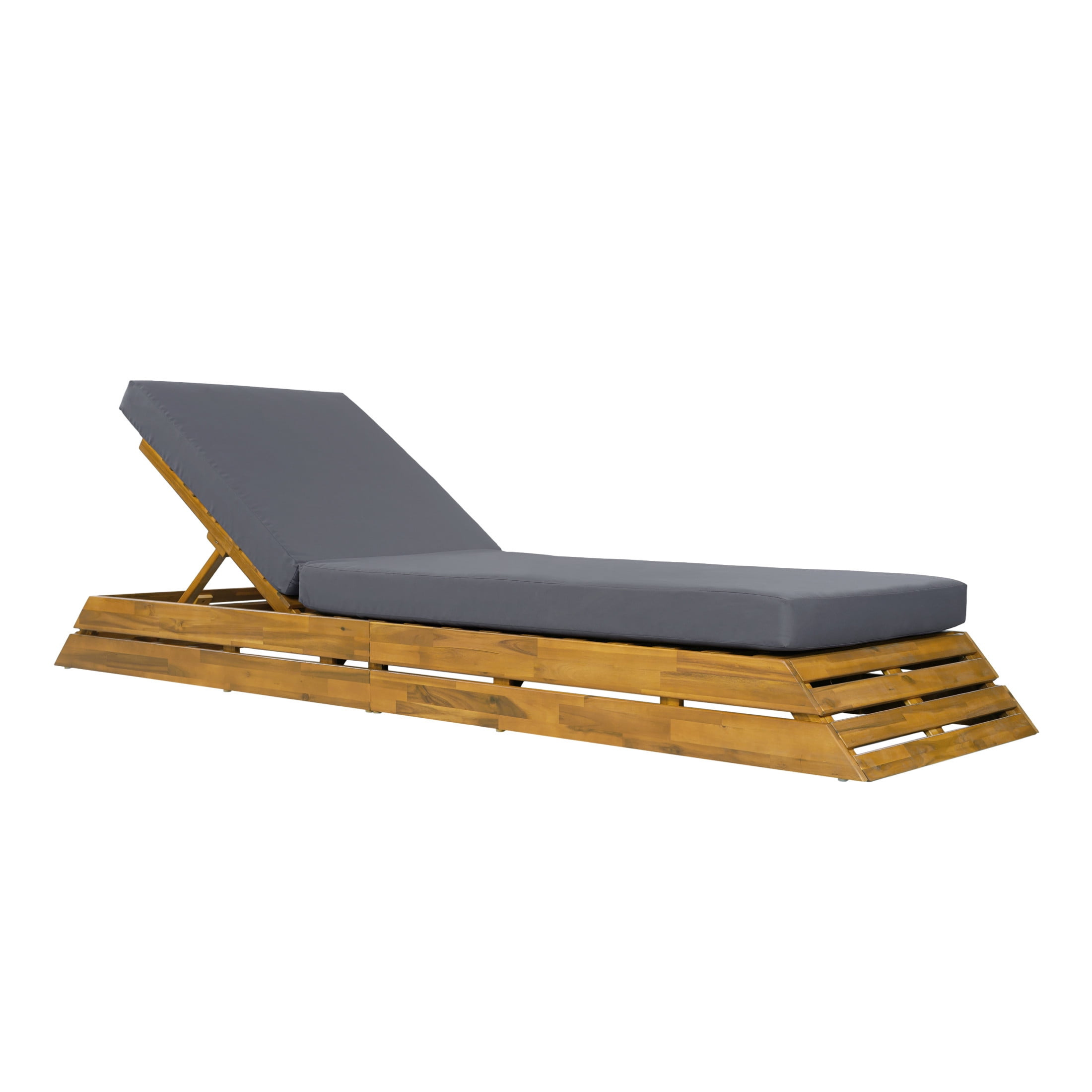 Christopher Knight Home 88.39" Outdoor Chaise Lounge Set with 2-Fold Water-Resistant Cushion, Teak + Dark Gray