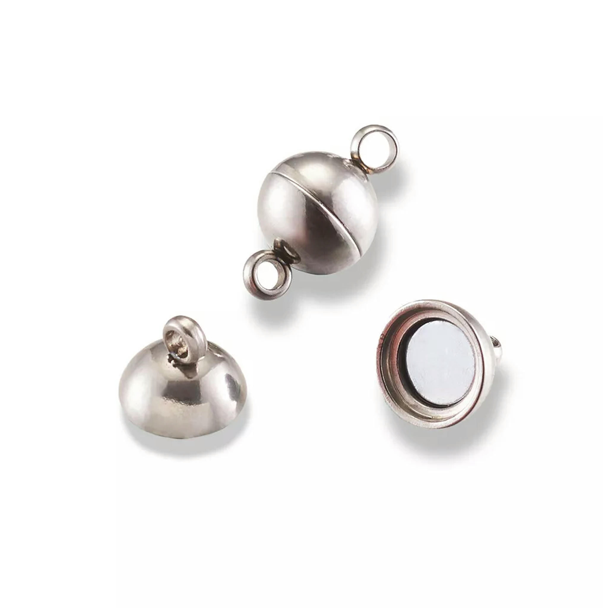 EOEMY 20Sets 304 Stainless Steel Magnetic Clasps Smooth Ball Closure Findings 12X5.5mm
