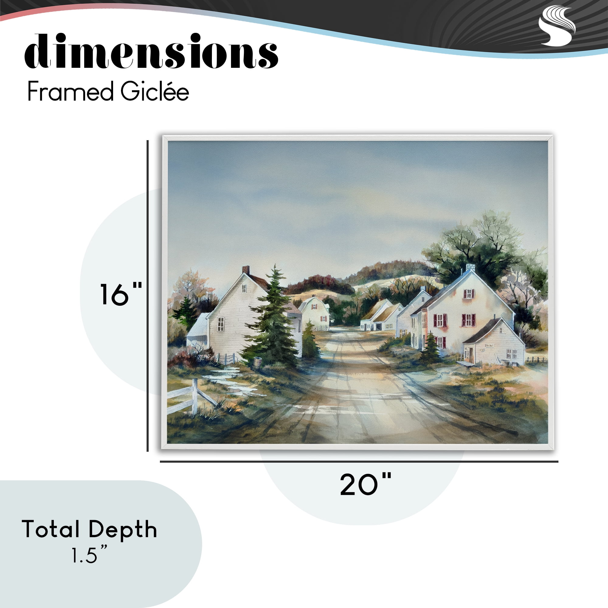 Stupell Industries Tranquil Village Road & Houses White Framed Giclee Art, design by Owen Wexler