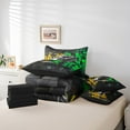thumbnail image 4 of Erosebridal Racing Car Bedding Sets King Size,Geometric Buffalo Bed in a Bag King size,Golden Green Bedding King Size,Lightweight Car Room Decoration,Reversible,7-Piece, 4 of 6