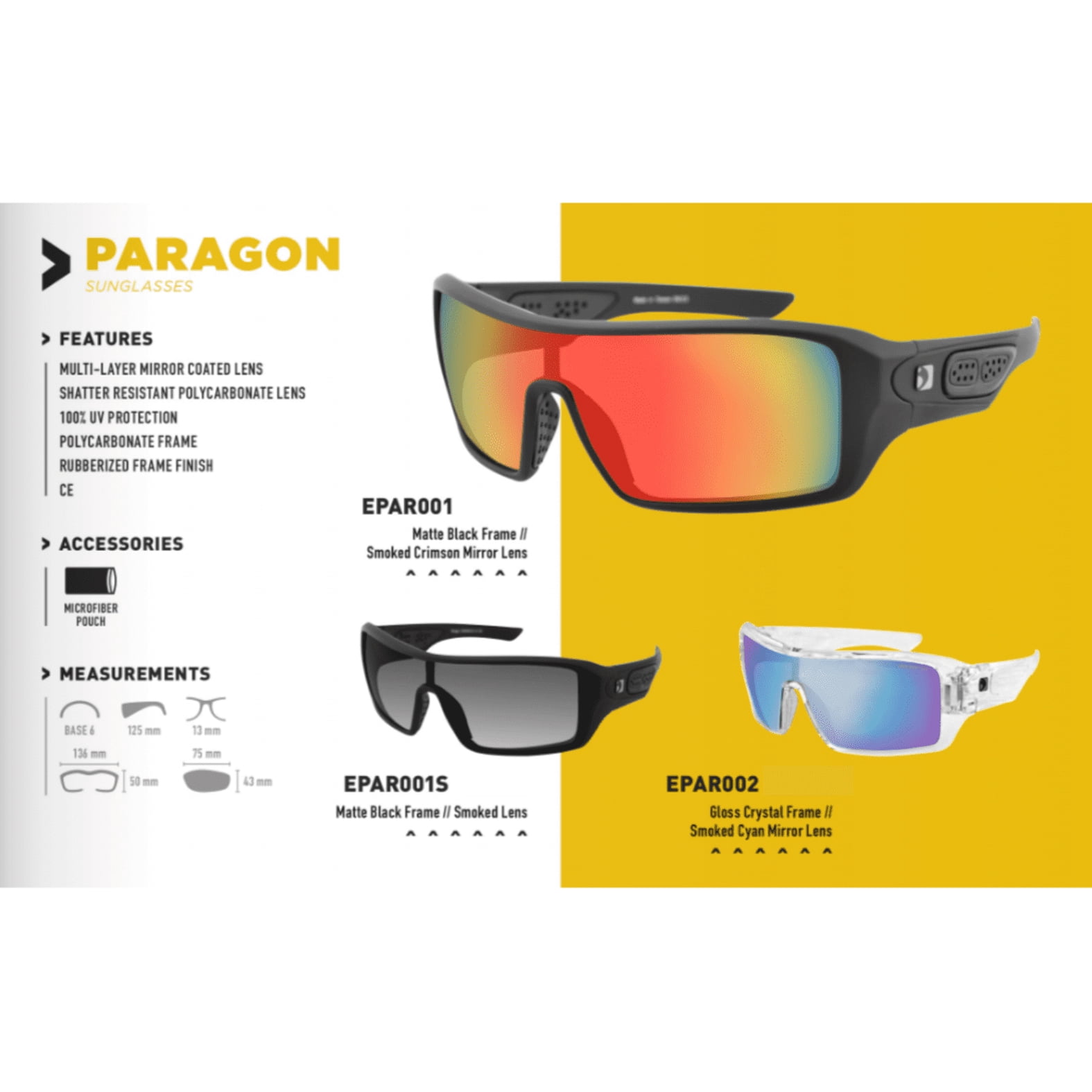 Bobster Paragon Sunglasses Matte Black Frame w/Red Mirror Lens