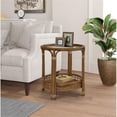 thumbnail image 2 of Gallerie Decor Bimini Transitional Rattan/Glass Side Table in Walnut, 2 of 4