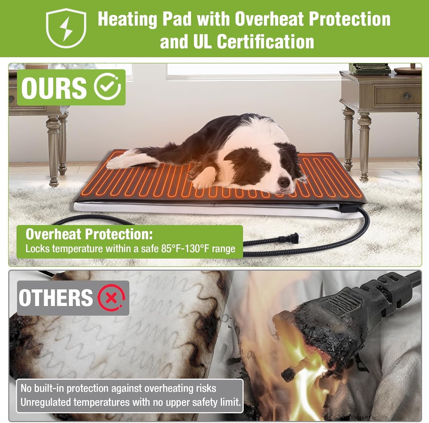 MEDEHOO Large Heated Dog House Outdoor Dog Kennel Safe Winter Shelter with Thermostat-Controlled Heating Pad, Chew-Proof Metal Frame and 6-Sided Insulated Liner for Small to Large Dogs (Brown)