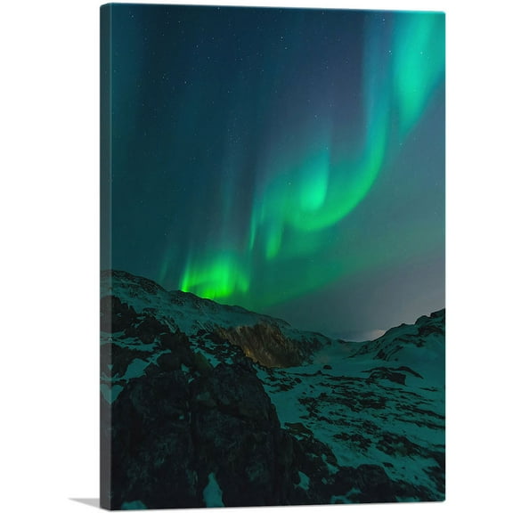 ARTCANVAS Northern Aurora Lights Home decor Canvas Art Print - Size: 26" x 18" (0.75" Deep)