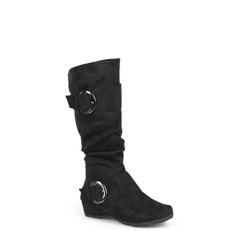 Women's Buckle Knee-High Microsuede Slouch Boot
