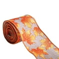 thumbnail image 2 of Orange Pumpkin Ribbon Autumn Harvest Overlock Ribbon 180 Inches of Craft Ribbon, 2 of 11