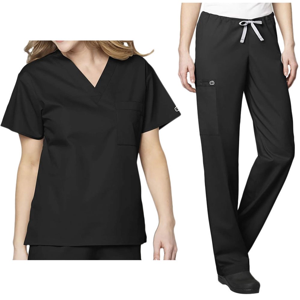 WonderWink - WonderWink WonderWORK Unisex V-Neck Scrub Top 100 And Drawstring Cargo Scrub Pant