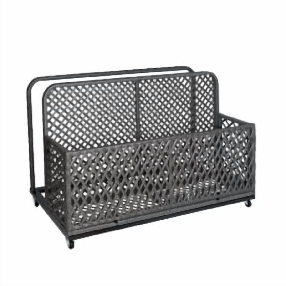 Pool Float Storage,Outdoor Pool Toy Storage Organizer for Pool Noodles,Toys,Floats,Balls,and Equipment,Rolling Storage Organizer Bin,PE Rattan Outdoor Pool Caddy