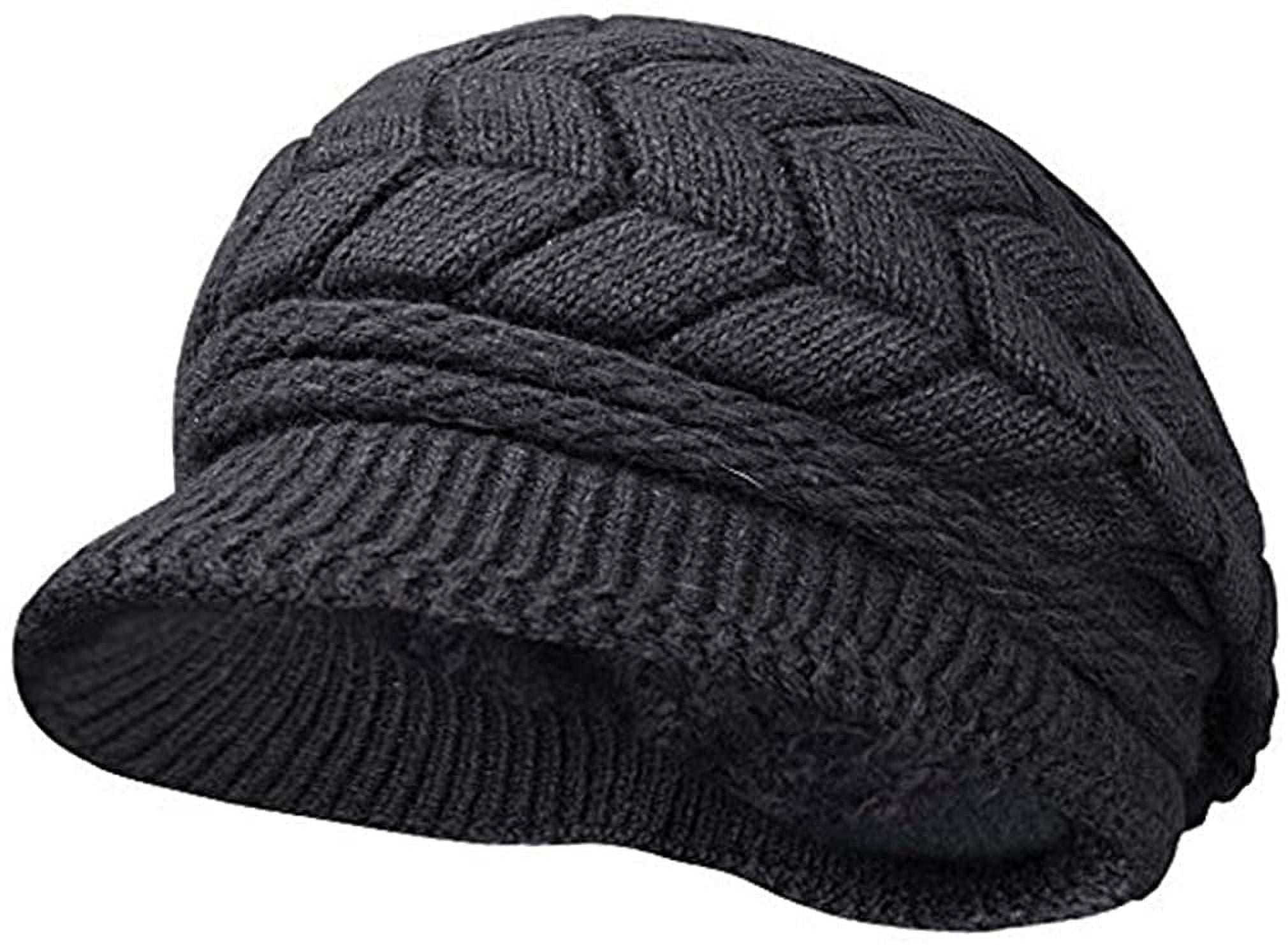 Women Winter Warm Knit Hat Wool Snow Ski Caps with Visor 