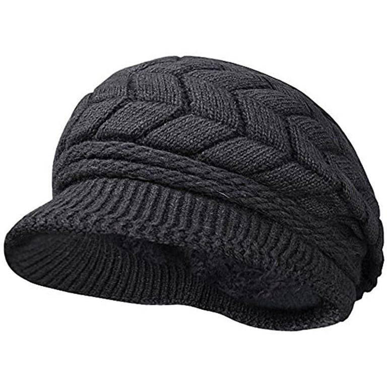 ?Women’s Grey Winter Warm Knit Wool Snow Ski Hat with Visor HINDAWI Winter Hats for Women Outdoor Warm Winter Hat Knit  main image 4