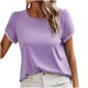 thumbnail image 1 of Top de cuello redondo de manga corta casual de color sólido de verano para mujer OAVQHLG3B Store  lin121212, 1 of 5