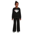 thumbnail image 2 of Wonder Nation Girls Fleece Pullover Top and Flare Sweatpants Set, 2-Piece, Sizes 4-18 & Plus, 2 of 5